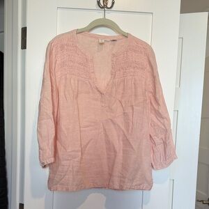 Joie Linen Light Pink/Peach Women's Pullover Top with 3/4 sleeves